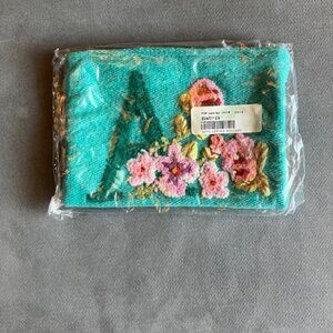 Jenny Krauss Love Letters "A" Wool Makeup Bag NWT Pouch Monogram Initial Teal‎